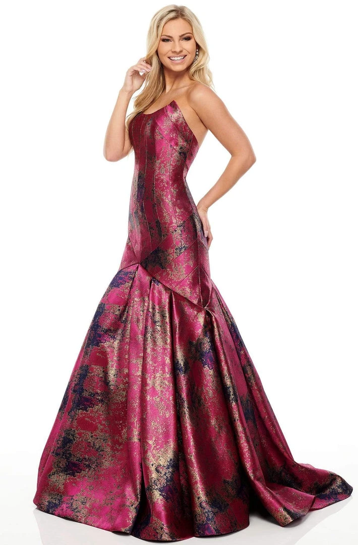Rachel Allan Prom - 7032 Strapless Metallic Jacquard Trumpet Gown Formal Gowns 5 Rachel Allan Prom - 7032 Strapless Metallic Jacquard Trumpet Gown Formal Gowns