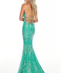 Rachel Allan Prom - 7043 Halter Sequined Sheath Dress