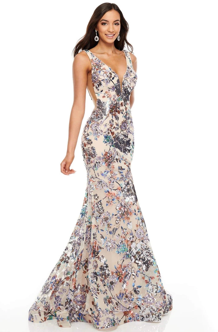 Rachel Allan Prom - 7045 Embellished Deep V-Neck Trumpet Dress 5 Rachel Allan Prom - 7045 Embellished Deep V-Neck Trumpet Dress