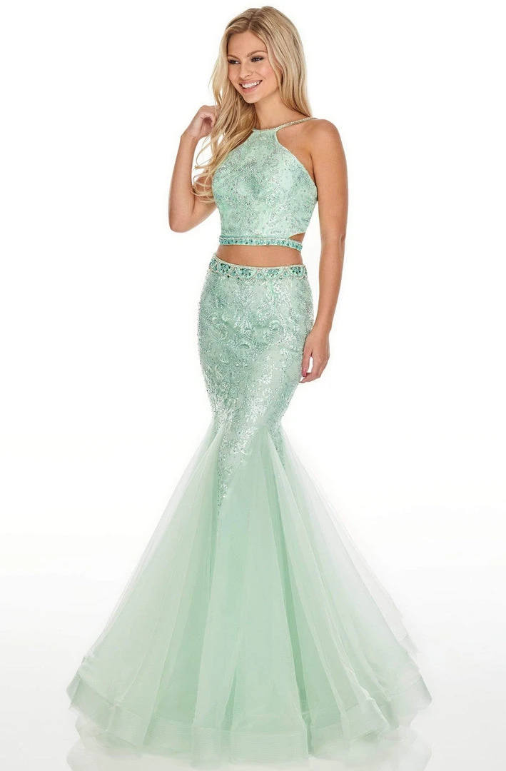 Rachel Allan Prom - 7057 Two Piece Embroidered Halter Mermaid Dress 6 Rachel Allan Prom - 7057 Two Piece Embroidered Halter Mermaid Dress