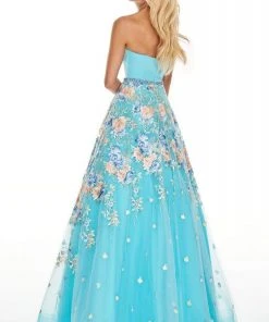 Formal Gowns Rachel Allan Prom - 7063 Strapless Bodice Embroidered A-Line Gown