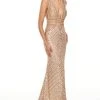 Rachel Allan Prom - 7067 Plunging V-Neck Sparkly Sheath Dress Formal Gowns