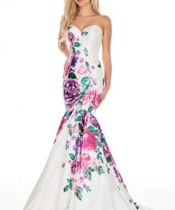 Rachel Allan Prom - 7073 Sweetheart Floral Printed Trumpet Dress