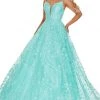Rachel Allan Prom - 7078 Embroidered Deep V-Neck Tulle Ballgown Formal Gowns