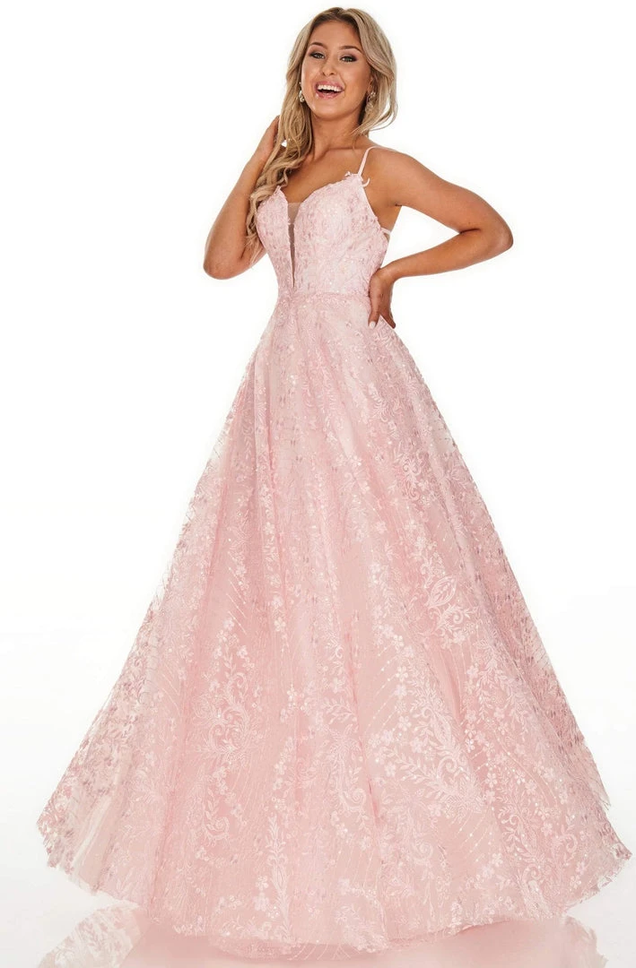 Rachel Allan Prom - 7078 Embroidered Deep V-Neck Tulle Ballgown Formal Gowns 4 Rachel Allan Prom - 7078 Embroidered Deep V-Neck Tulle Ballgown Formal Gowns