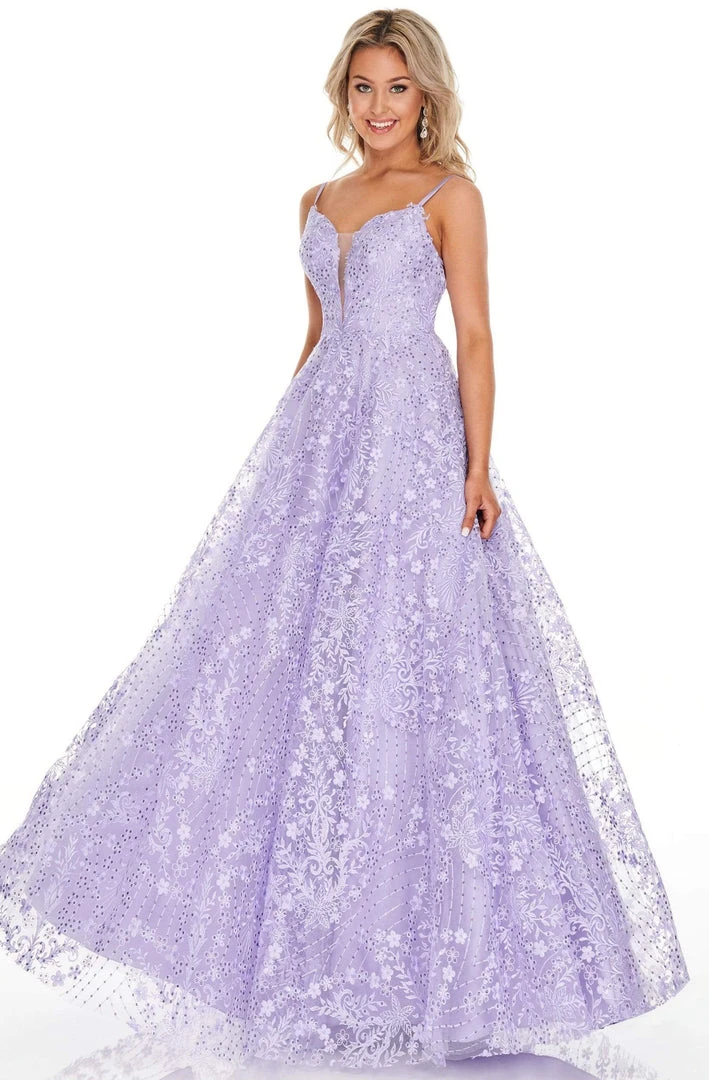 Rachel Allan Prom - 7078 Embroidered Deep V-Neck Tulle Ballgown Formal Gowns 6 Rachel Allan Prom - 7078 Embroidered Deep V-Neck Tulle Ballgown Formal Gowns
