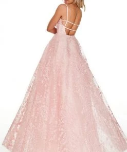 Rachel Allan Prom - 7078 Embroidered Deep V-Neck Tulle Ballgown Formal Gowns 9 Rachel Allan Prom - 7078 Embroidered Deep V-Neck Tulle Ballgown Formal Gowns