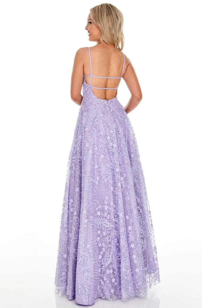 Rachel Allan Prom - 7078 Embroidered Deep V-Neck Tulle Ballgown Formal Gowns 7 Rachel Allan Prom - 7078 Embroidered Deep V-Neck Tulle Ballgown Formal Gowns