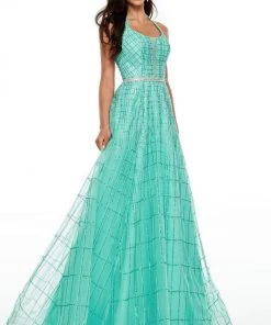 Rachel Allan Prom - 7082 Embellished Halter A-Line Dress Formal Gowns