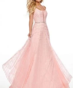 Rachel Allan Prom - 7082 Embellished Halter A-Line Dress Formal Gowns