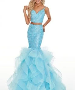Formal Gowns Rachel Allan Prom - 7083 Two Piece Beaded Tulle Mermaid Dress 10 Formal Gowns Rachel Allan Prom - 7083 Two Piece Beaded Tulle Mermaid Dress