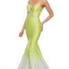 Rachel Allan Prom - 7092 Plunging Ombre Shimmer Mermaid Gown Formal Gowns