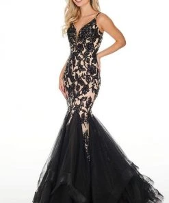 Rachel Allan Prom - 7096 Sequined Plunging V-Neck Mermaid Dress