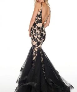 Rachel Allan Prom - 7096 Sequined Plunging V-Neck Mermaid Dress