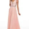 Rachel Allan Prom - 7097 V-Neckline Embellished Bodice A-Line Dress Formal Gowns