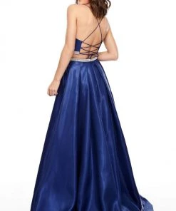 Formal Gowns Rachel Allan Prom - 7106 Two Piece Beaded Satin A-Line Dress