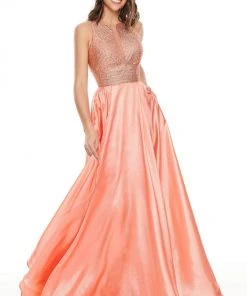 Rachel Allan Prom - 7116 Beaded Halter Organza A-Line Dress
