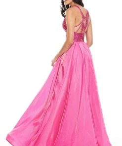 Rachel Allan Prom - 7116 Beaded Halter Organza A-Line Dress