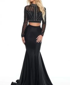 Rachel Allan Prom - 7128 Two Piece Beaded High Neck Mermaid Dress Formal Gowns