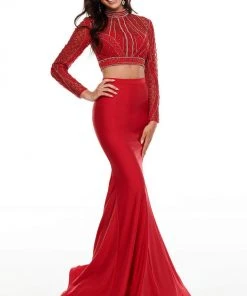 Rachel Allan Prom - 7128 Two Piece Beaded High Neck Mermaid Dress Formal Gowns 9 Rachel Allan Prom - 7128 Two Piece Beaded High Neck Mermaid Dress Formal Gowns