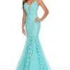 Rachel Allan Prom - 7140 Embellished Deep V-Neck Mermaid Dress Formal Gowns