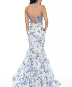 Rachel Allan Prom - 7170 Two-Piece Lace Bodice Trumpet Dress Formal Gowns