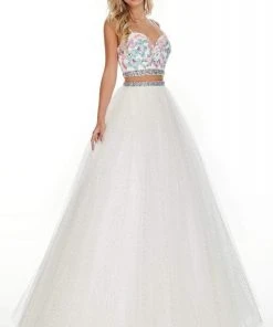 Formal Gowns Rachel Allan Prom - 7193 Two-Piece Sweetheart Bedazzled A-Line Dress