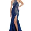 Formal Gowns Rachel Allan Prom - 7197 Halter Shimmer Jersey High Slit Gown 1 Formal Gowns Rachel Allan Prom - 7197 Halter Shimmer Jersey High Slit Gown