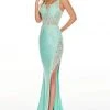 Rachel Allan Prom - 7206 Embroidered V-Neck Jersey Trumpet Dress 1 Rachel Allan Prom - 7206 Embroidered V-Neck Jersey Trumpet Dress