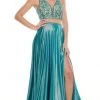 Rachel Allan Prom - 7209 Two Piece Beaded V-Neck Jersey A-Line Gown Formal Gowns