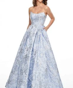 Rachel Allan Prom - Strapless Metallic Ballgown 7104 - 1 Pc Periwinkle In Size 06 Available Formal Gowns