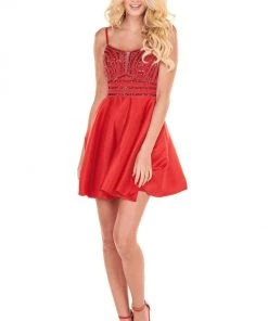 Cocktail Dresses Rachel Allan Shorts - 4013 Beaded A-Line Strappy Back Dress