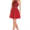 Rachel Allan Shorts - 4054 Halter Embellished Bodice A-Line Dress