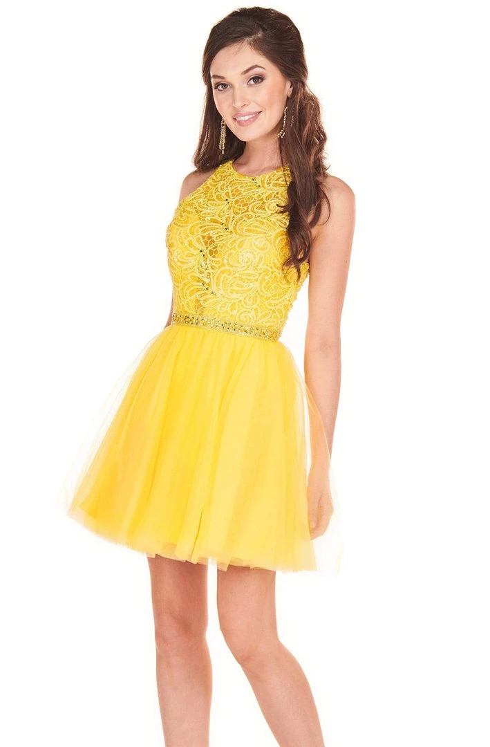 Rachel Allan Shorts - 4054 Halter Embellished Bodice A-Line Dress 4 Rachel Allan Shorts - 4054 Halter Embellished Bodice A-Line Dress