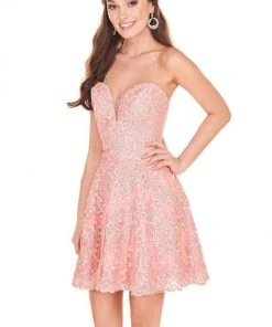 Rachel Allan Shorts - 4058 Sequined Deep Sweetheart A-Line Dress Cocktail Dresses