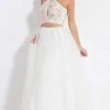 Rachel Allan - Two Piece Floral Halter Ballgown 6155 - 1 Pc White/Rose/Gold In Size 4 Available Formal Gowns
