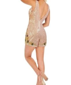 Cocktail Dresses Rachel Allan - V-Neck Sequined Short Romper 70023 - 1 Pc Blush Multi In Size 4 Available 9 Cocktail Dresses Rachel Allan - V-Neck Sequined Short Romper 70023 - 1 Pc Blush Multi In Size 4 Available