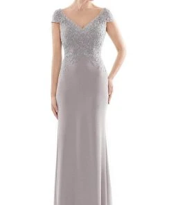 Rina Di Montella - Embroidered Faille Sheath Dress RD2718 - 1 Pc Light Mauve In Size 10 Available Formal Gowns