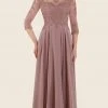 Formal Gowns Rina Di Montella - RD2606 Beaded Lace Bateau Chiffon A-line Gown