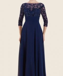 Formal Gowns Rina Di Montella - RD2626 Embellished Illusion Bateau Chiffon Dress