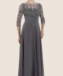 Formal Gowns Rina Di Montella - RD2626 Embellished Illusion Bateau Chiffon Dress