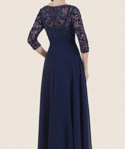 Formal Gowns Rina Di Montella - RD2626 Embellished Illusion Bateau Chiffon Dress