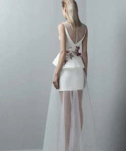 Formal Gowns Saiid Kobeisy - 3352 Illusion Appliqued Peplum Detail Gown 8 Formal Gowns Saiid Kobeisy - 3352 Illusion Appliqued Peplum Detail Gown