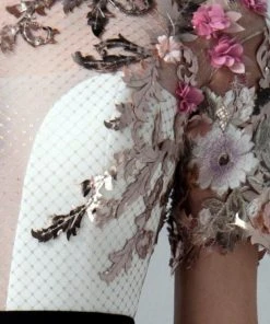 Saiid Kobeisy - 3353 Appliqued Illusion Lattice High Low Gown