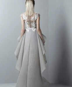 Saiid Kobeisy - 3369 Illusion Bateau A-line Dress With Overskirt Formal Gowns