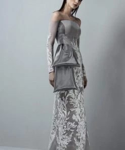 Saiid Kobeisy - 3370 Long Sleeved Illusion Jewel Sheath Dress Formal Gowns