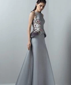 Formal Gowns Saiid Kobeisy - 3371 Floral Halter A-line Dress