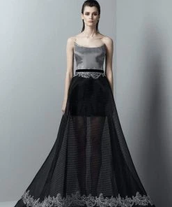 Saiid Kobeisy - 3372 Modified Scoop Metallic A-line Dress Formal Gowns