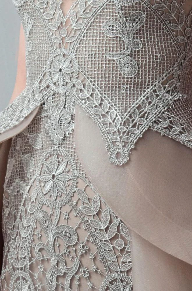 Saiid Kobeisy - 3375 Lace Illusion Bateau Dress With Overskirt Formal Gowns 5 Saiid Kobeisy - 3375 Lace Illusion Bateau Dress With Overskirt Formal Gowns