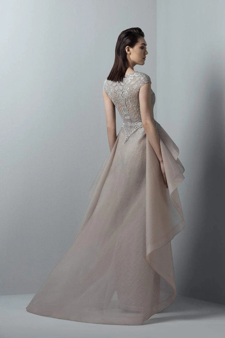 Saiid Kobeisy - 3375 Lace Illusion Bateau Dress With Overskirt Formal Gowns 4 Saiid Kobeisy - 3375 Lace Illusion Bateau Dress With Overskirt Formal Gowns